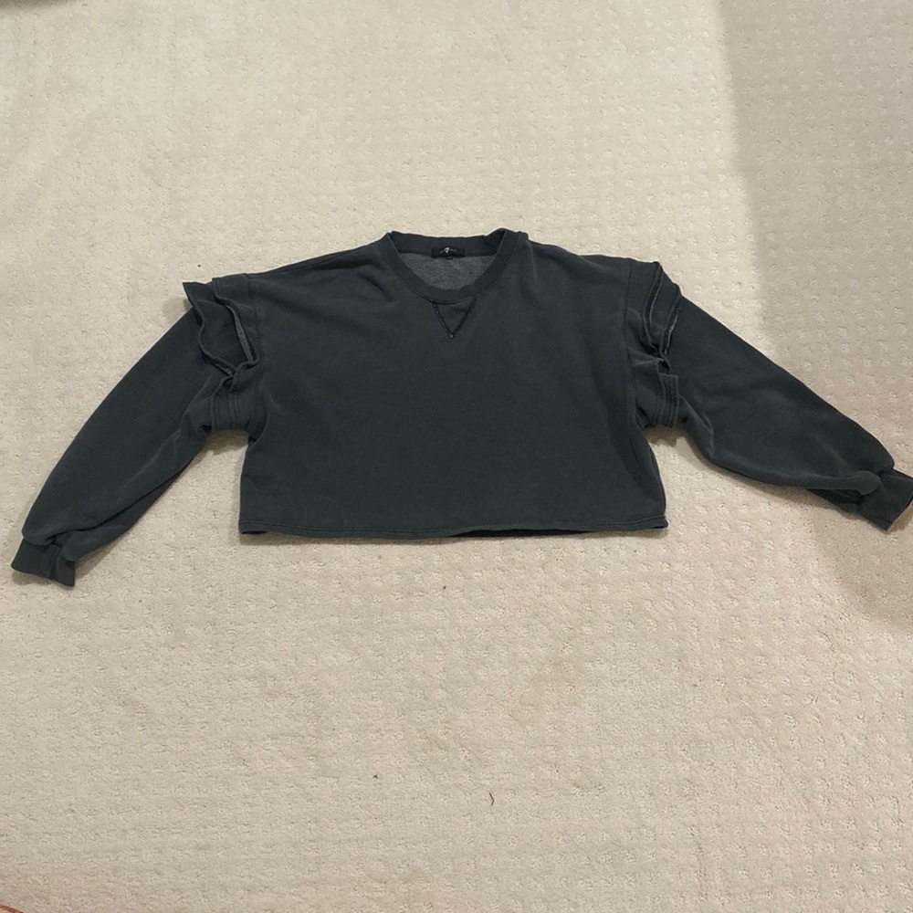 7 For All Mankind navy/grey long sleeve with ruffles